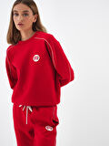 Xint Kırmızı Pamuk Dokulu Regular Fit Sweatshirt