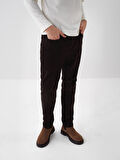 Xint Kahverengi Pamuk Dokulu Slim Fit Pantolon