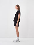 Siyah Oversize Pamuklu Sweatshirt