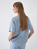 Mavi Oversize Pamuklu Bluz