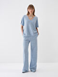 Mavi Oversize Pamuklu Sweat Pantolon