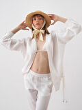 Beyaz Oversize Pamuklu Kimono
