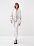 Beyaz Oversize Keten Ceket
