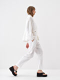 Beyaz Oversize Keten Ceket
