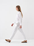 Beyaz Oversize Keten Pantolon