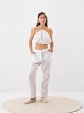 Beyaz Regular Fit Pamuklu Pantolon