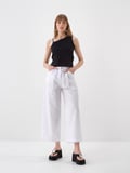 Beyaz Oversize Pamuklu Pantolon
