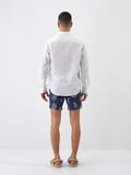 Beyaz Regular Fit Keten Gömlek