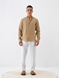 Camel Regular Fit Keten Gömlek