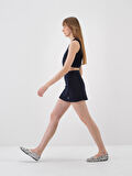 female Lacivert Regular Fit Pamuklu Crop