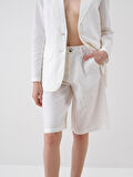 Beyaz Oversize Keten Şort