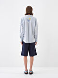 Lacivert Oversize Keten Şort