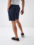 Lacivert Regular Fit Keten Şort