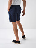 Lacivert Regular Fit Keten Şort