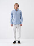 Beyaz Regular Fit Keten Pantolon
