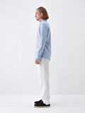 Beyaz Regular Fit Keten Pantolon