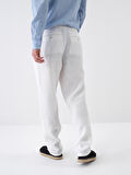 Beyaz Regular Fit Keten Pantolon