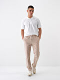 Bej Slim Fit Pamuklu Jogger Pantolon