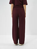 Xint Bordo Pamuk Dokulu Oversize Sweat Pantolon