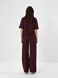 Xint Bordo Pamuk Dokulu Oversize Sweat Pantolon