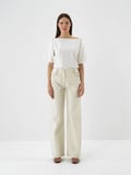 Xint Ekru Modal Dokulu Oversize Pantolon