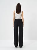 Xint Siyah Esnek Dokulu Oversize Pantolon