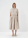Xint Naturel Kapitone Dokulu Oversize Etek