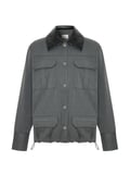 Xint Gri Esnek Dokulu Oversize Ceket