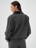 Xint Gri Esnek Dokulu Oversize Ceket