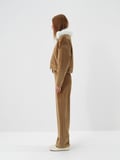 Xint Camel Lüks Dokulu Soft Kadife Oversize Ceket