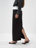 Xint Siyah İpeksi Saten Oversize Etek
