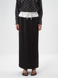 Xint Siyah İpeksi Saten Oversize Etek