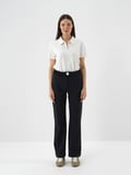 Xint Lacivert Esnek Dokulu Oversize Pantolon