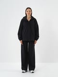 Xint Siyah Esnek Dokulu Oversize Mont