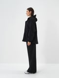 Xint Siyah Esnek Dokulu Oversize Mont