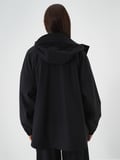 Xint Siyah Esnek Dokulu Oversize Mont