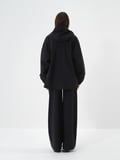 Xint Siyah Esnek Dokulu Oversize Mont