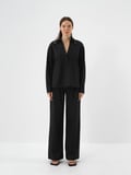 Xint Siyah Esnek Dokulu Oversize Pantolon