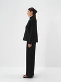 Xint Siyah Esnek Dokulu Oversize Pantolon