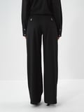 Xint Siyah Esnek Dokulu Oversize Pantolon