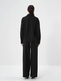 Xint Siyah Esnek Dokulu Oversize Bluz