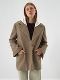Xint Camel Doğal Yün Dokulu Oversize Ceket
