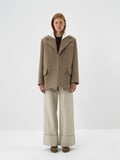 Xint Camel Doğal Yün Dokulu Oversize Ceket