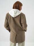 Xint Camel Doğal Yün Dokulu Oversize Ceket