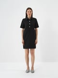 Xint Siyah Esnek Dokulu Regular Fit Elbise