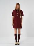 Xint Bordo Esnek Dokulu Regular Fit Elbise