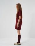 Xint Bordo Esnek Dokulu Regular Fit Elbise