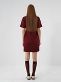 Xint Bordo Esnek Dokulu Regular Fit Elbise