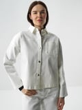 Xint Ekru Pamuk Dokulu Oversize Ceket