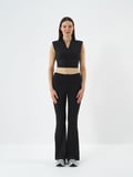 Xint Siyah Esnek Dokulu Regular Fit Bluz